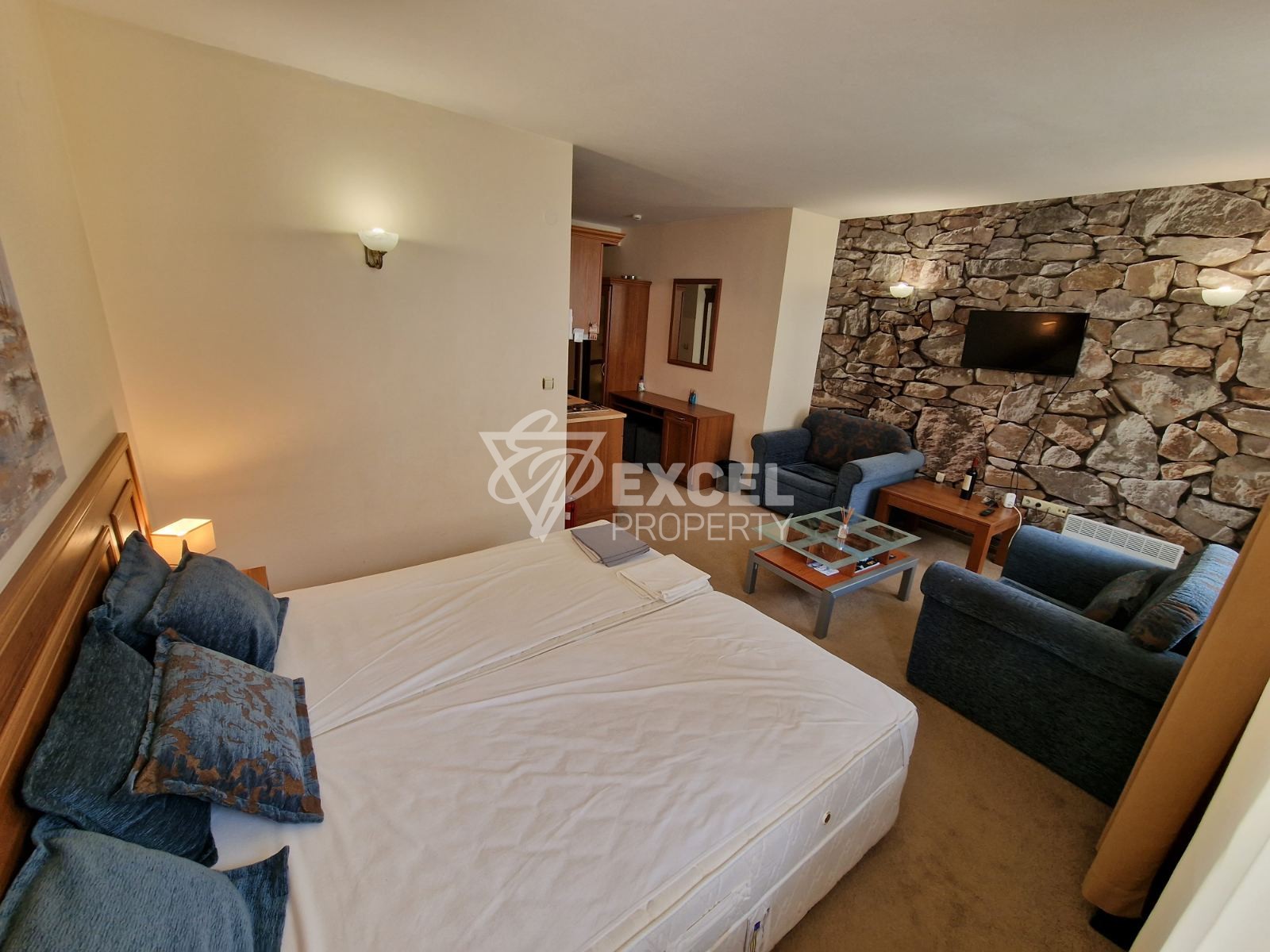 Под наем: Обзаведено студио с климатик и тераса в Банско, до Кемпински